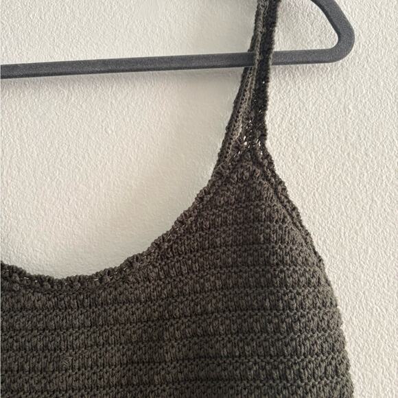 Aerie Green Knit Cropped Tank Boho Top Medium - Picture 4 of 9